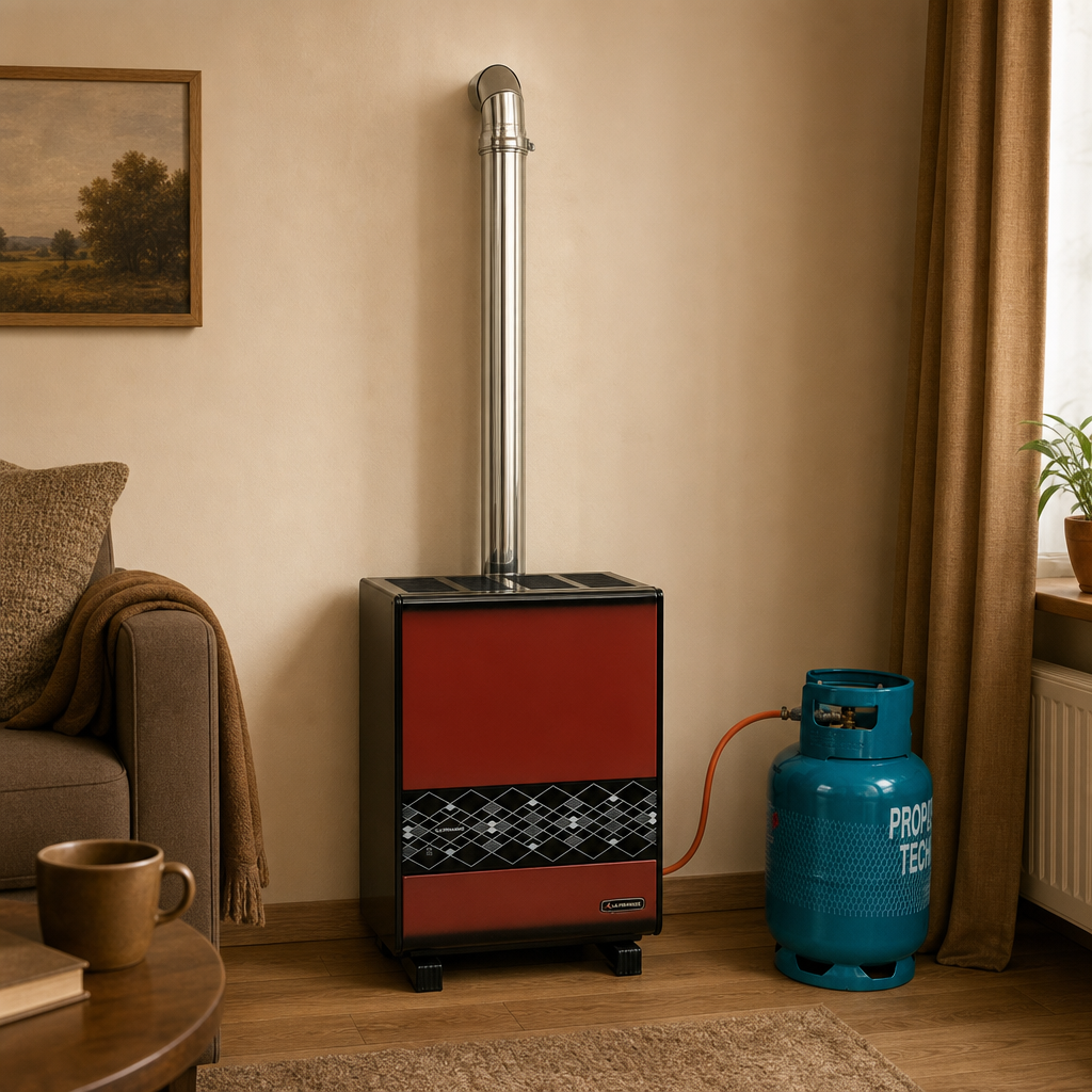 Space gas heater for indoor use
